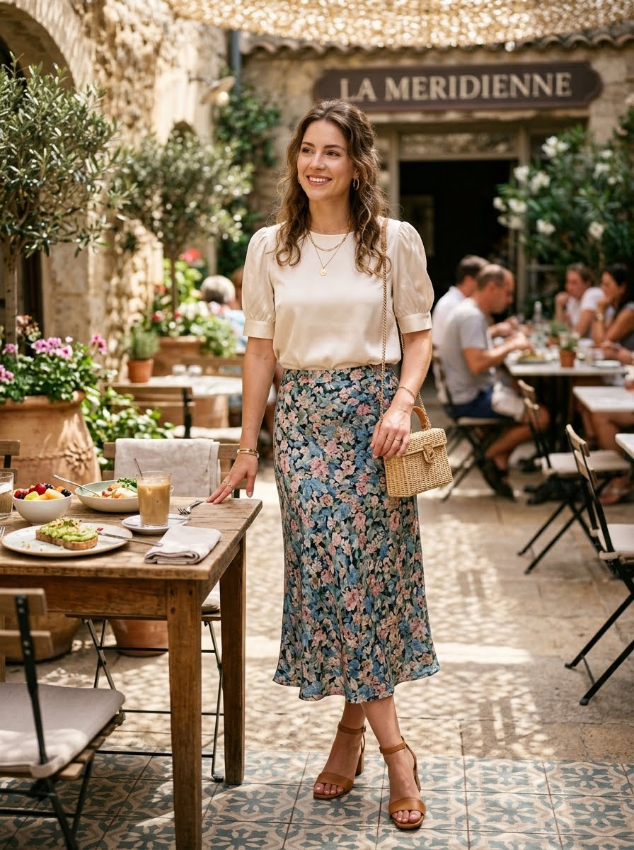 brunch-outfit-blouse-midi-skirt