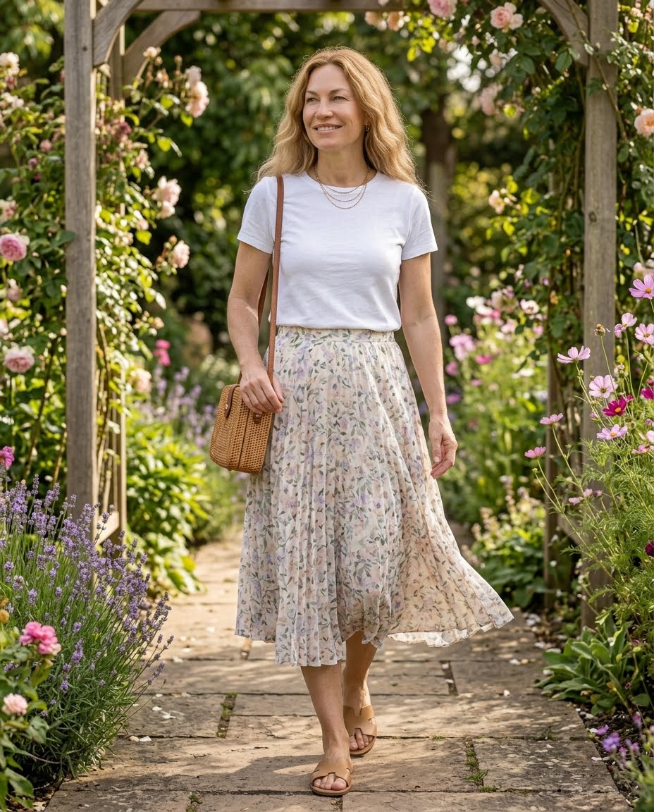 midi-skirt-and-a-simple-t-shirt